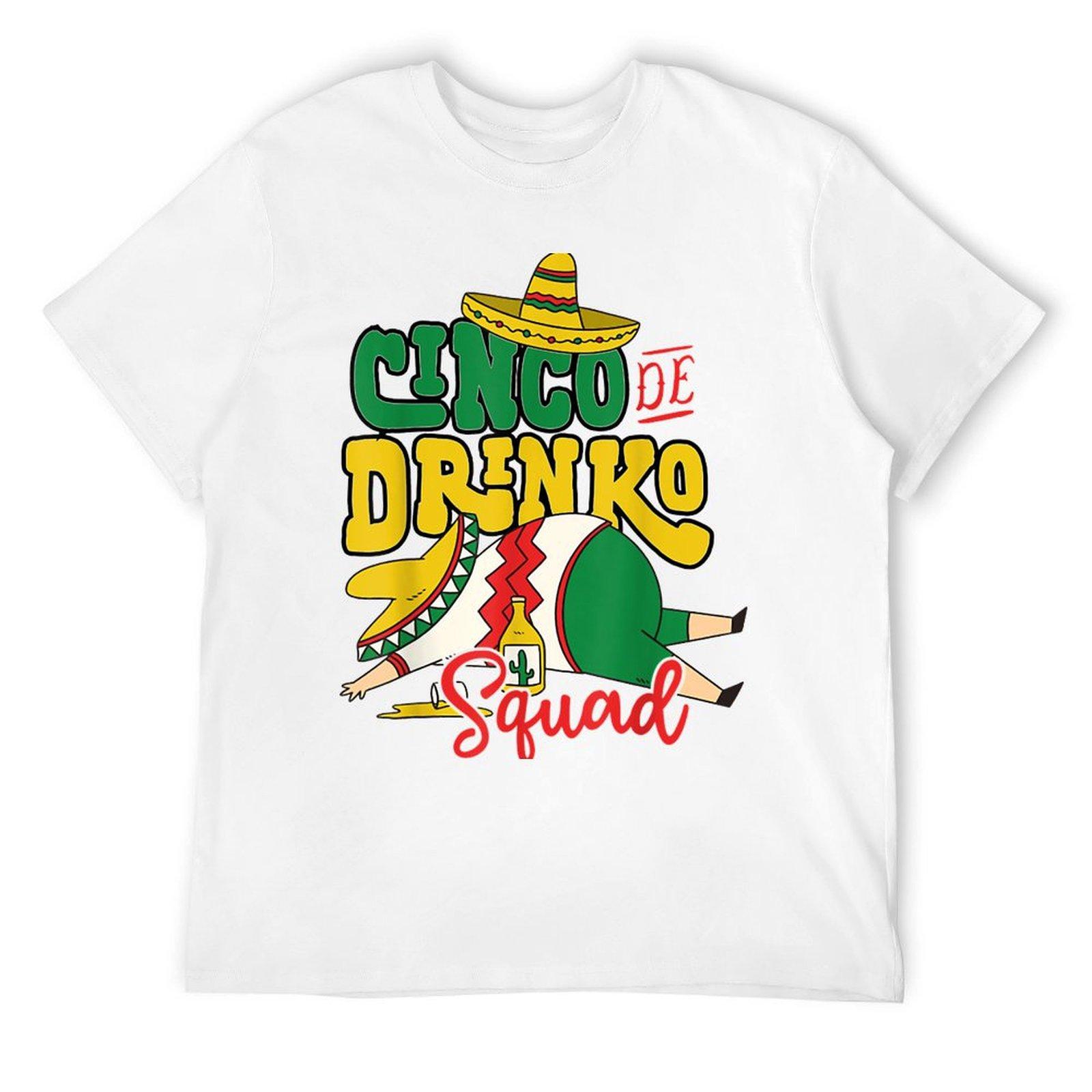 Cinco Drinko Squad Пьяная вечеринка Фиеста Смешные футболки топы корейская мода рубашки мужские S