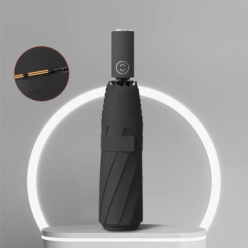 Lightweight Umbrella Automatic Advertising Small Umbrella Large Folding Wind Resistant Portable Three Fold Sunny Rainy Dual Use