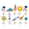 Themed Space Outer Spaceman Rocket Birthday Party Decor Set Banner Topper Cake