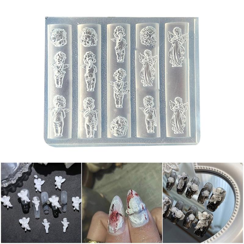 3D Angel Figure Silicone Nail Charm Mold For Crafting Unique Resin Nail Art Decorations And Accessories
