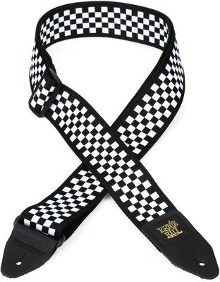 [Genuine Product] ERNIE BALL 4149 Guitar Strap JACQUARD STRAP BK&WH CHECKERED Jacquard Strap Black & White Check