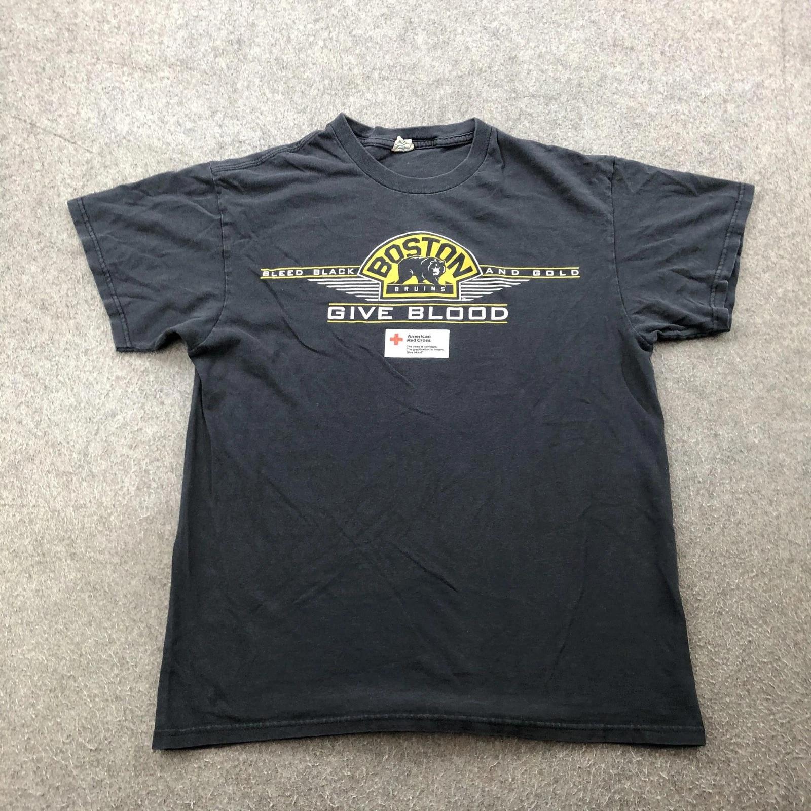 Vintage Boston Bruins Shirt Mens Large Black NHL Hockey Give Blood Delta 90s L