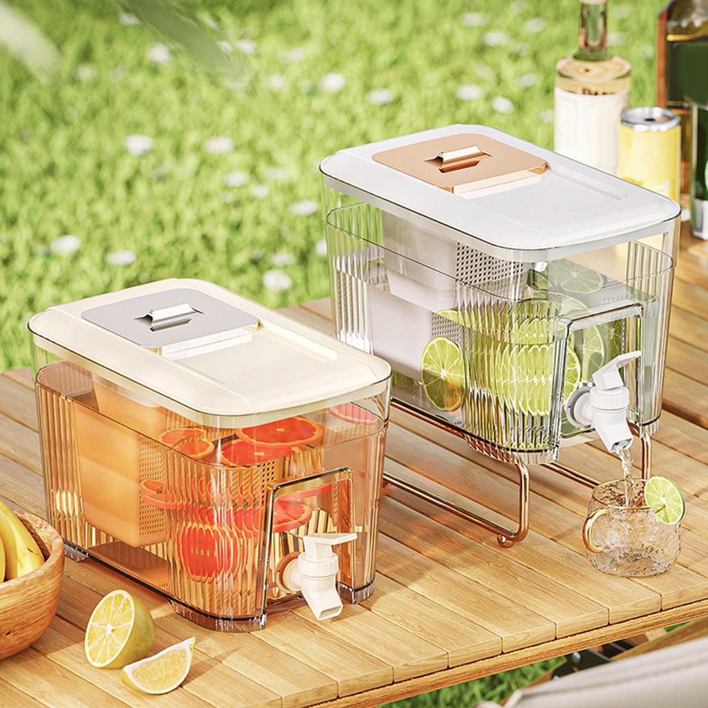 6L Beverage Container for Iced Drinks with Lid Refrigerator