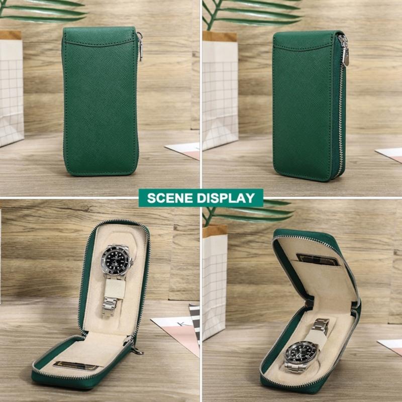 Genuine Leather Storage Case Portable Travel Watch Cases Handmade Portable Jewelry Accessory Organizer Box for Men Women