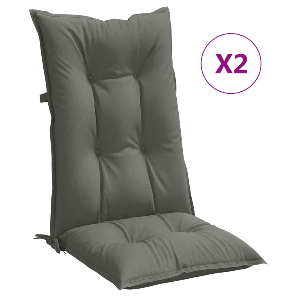 High Back Seat Cushions 2 Pcs Dark Grey Melange 120 X 50 X 7 Cm Fabric