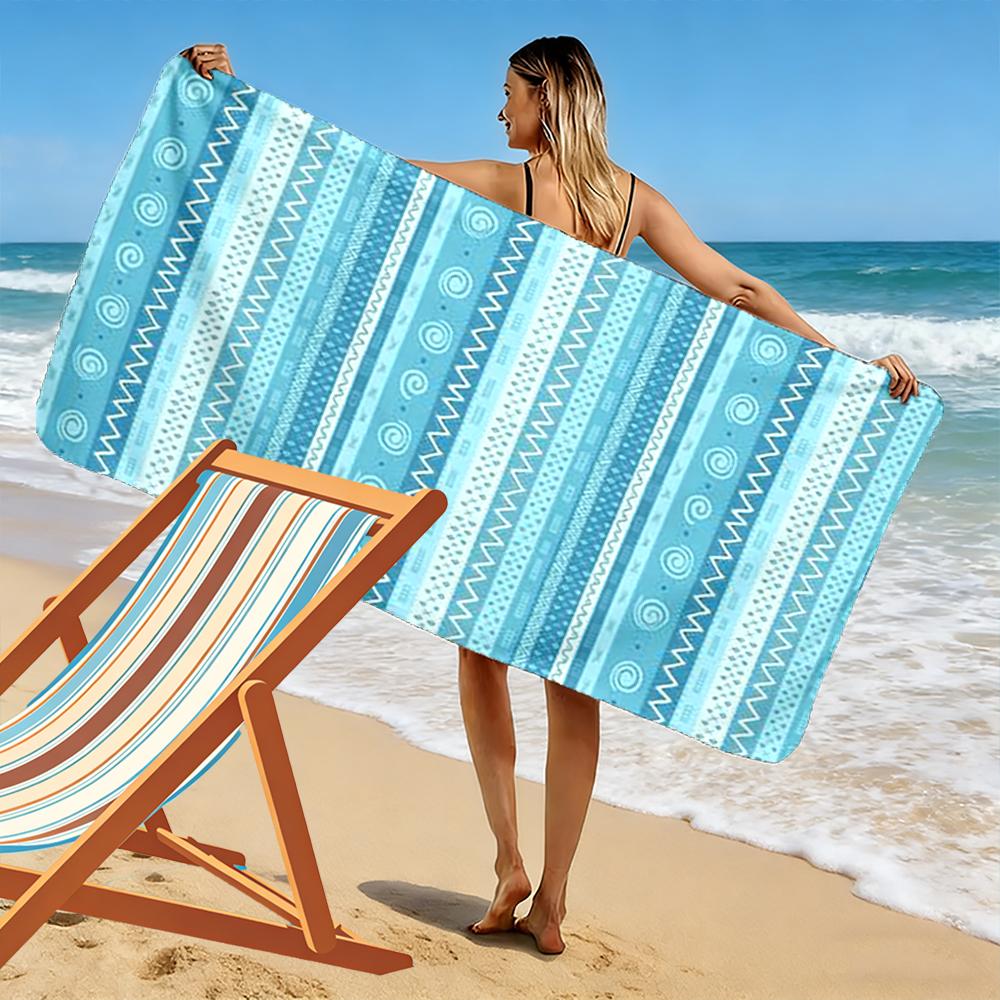 Blue and White Boho Pattern Towel Beach towel quick-drying for travel outdoor sports jogging beach and swimming