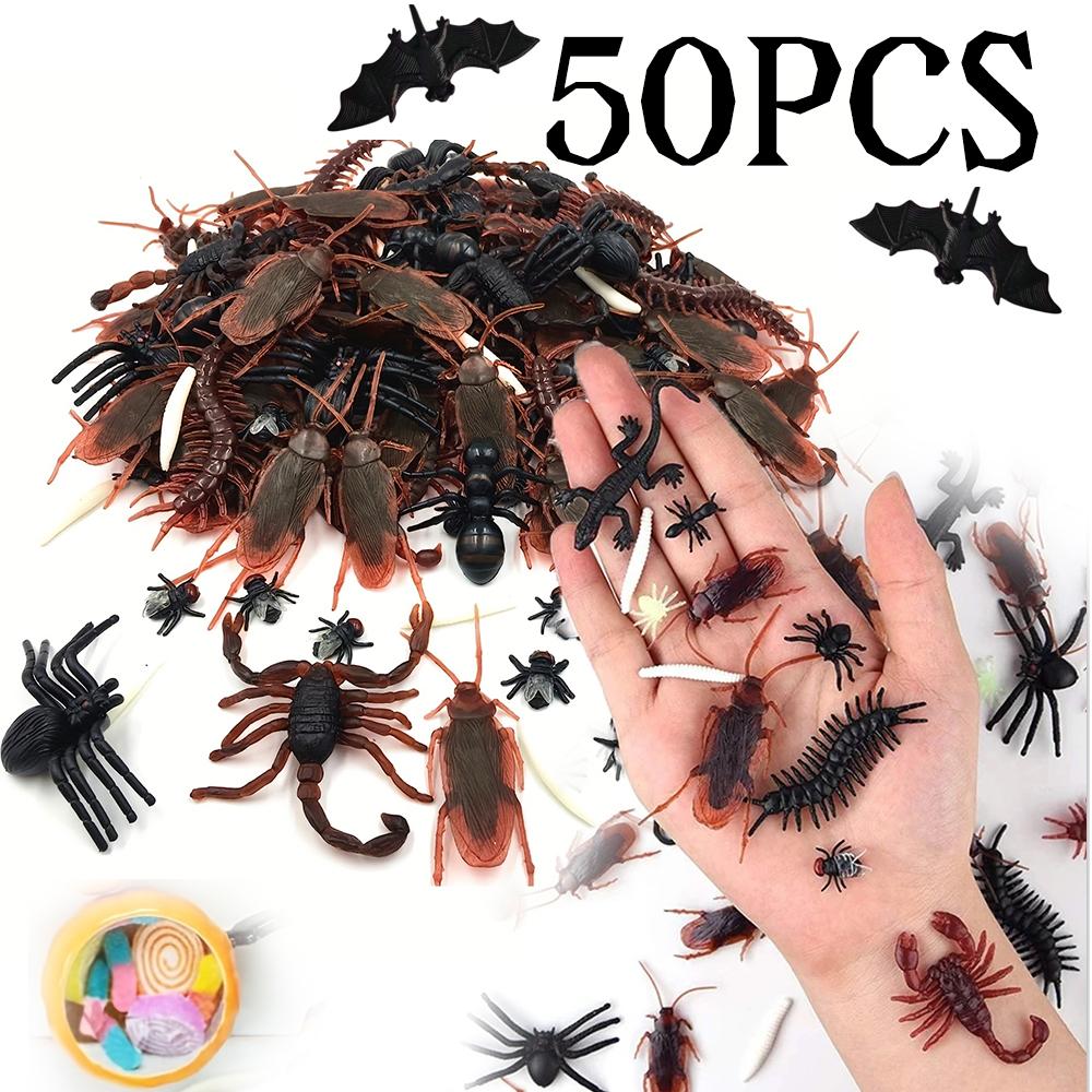 11-11pc Halloween Simulation Bug Spider Centipede Scorpion Bat Funny Fake Cockroach Toy Party Supplies DIY Party Decor Props
