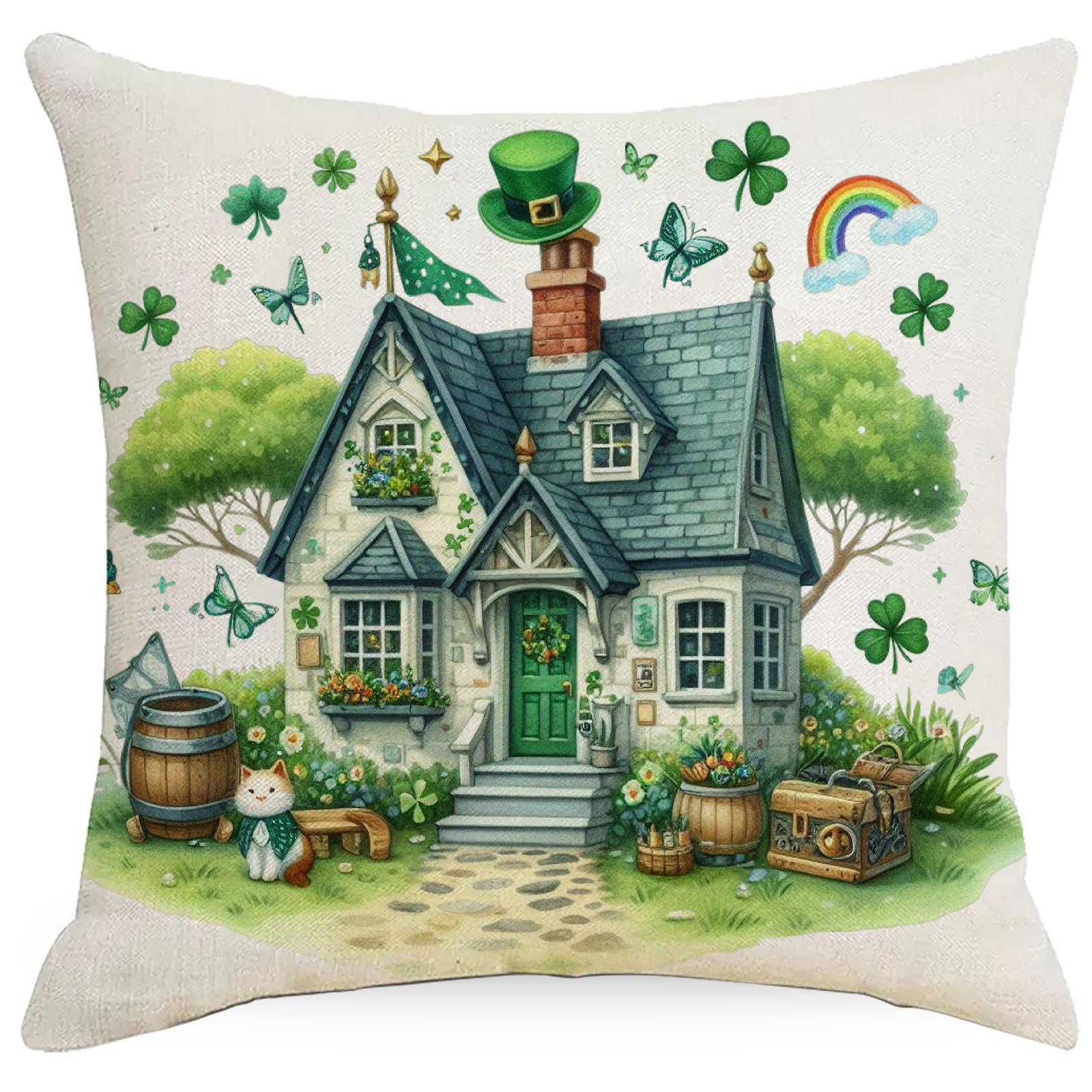 

New St. Patrick S Day Push Case Dwarf Lucky Grass Ireland Festival Cushion Pillow Case Premium Durable Quality 45 * 45Cm