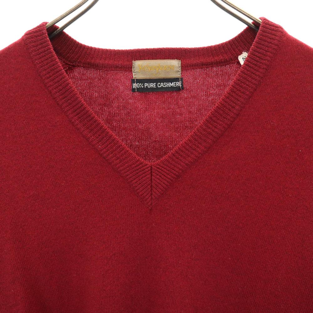Yves Saint Laurent 90s 100% Cashmere Old Long Sleeve V Neck Sweater Knit Men's Used