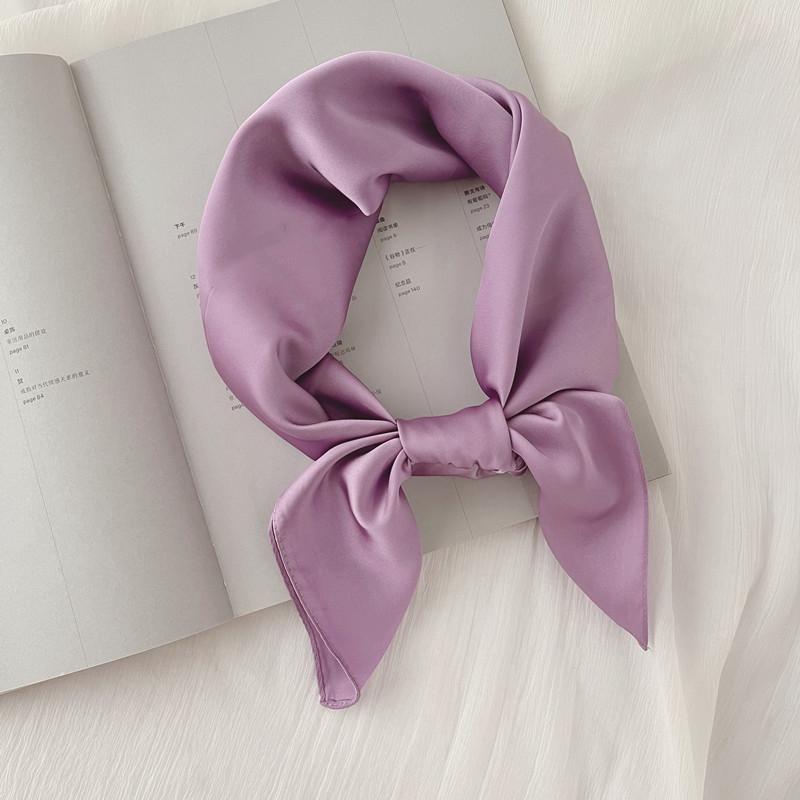 Luxury Solid 70*70cm Silk Square Scarf Women Soft Satin Hairband Neckerchief Tie Female Headband Foulard Bag Ribbon Gift