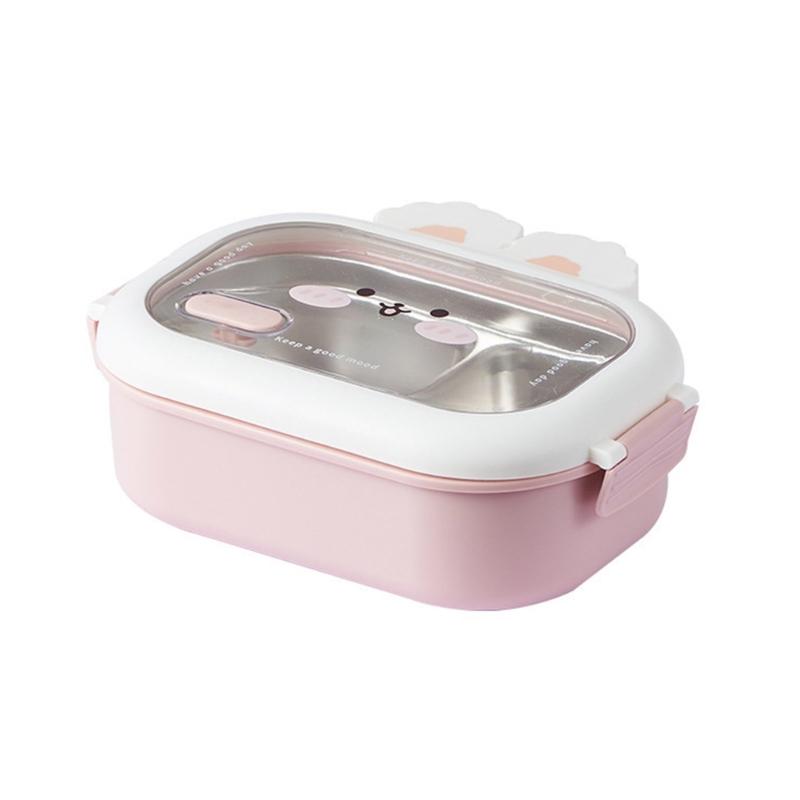 Lunch Box With Cute Rabbit Designs User Friendly Rabbit Stainless Lunch Organizers Spill Proof Food Storage Holders розовый 1250₽
