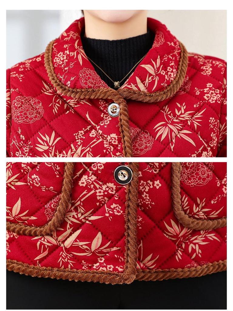 Mid-Aged Mother's Winter Half-Sleeve Velvet-Lined Padded Vest – Warm, Thickened Cotton Jacket for Grandma Style