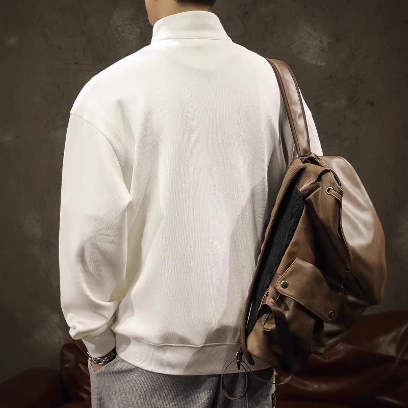 Men's Trendy Loose Half-Zip Stand Collar Sports Hoodie 2025 Spring/Autumn Collection