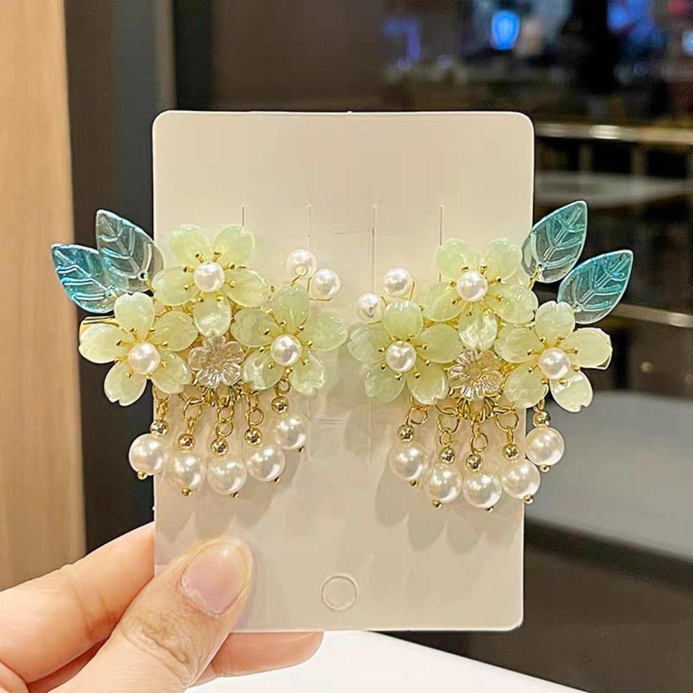 Fashion Pink Hair Clip Flower Tassel Chinese Style Hairpins Styling Accessory Hair Accessories Hanfu Accessories