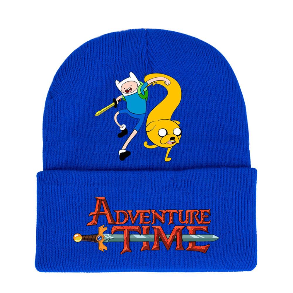 Adventure Time Cartoon Print Acrylic Knit Hat Winter Warm Unisex Beanie For Adults Teens