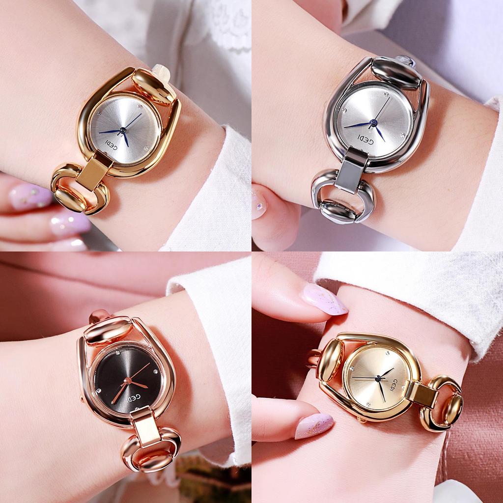Fashion Ladies Quartz Watch With Alloy Bracelet And Rhinestone Decor For Casual Wear