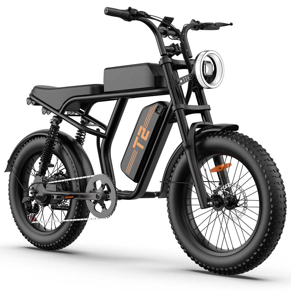 Urlife T2 Electric Bicycle 20" Fat Tire 500W Motor All Terrain Adult Electric Bike 7 Speed Dual Disc Brakes Max Load 120Kg