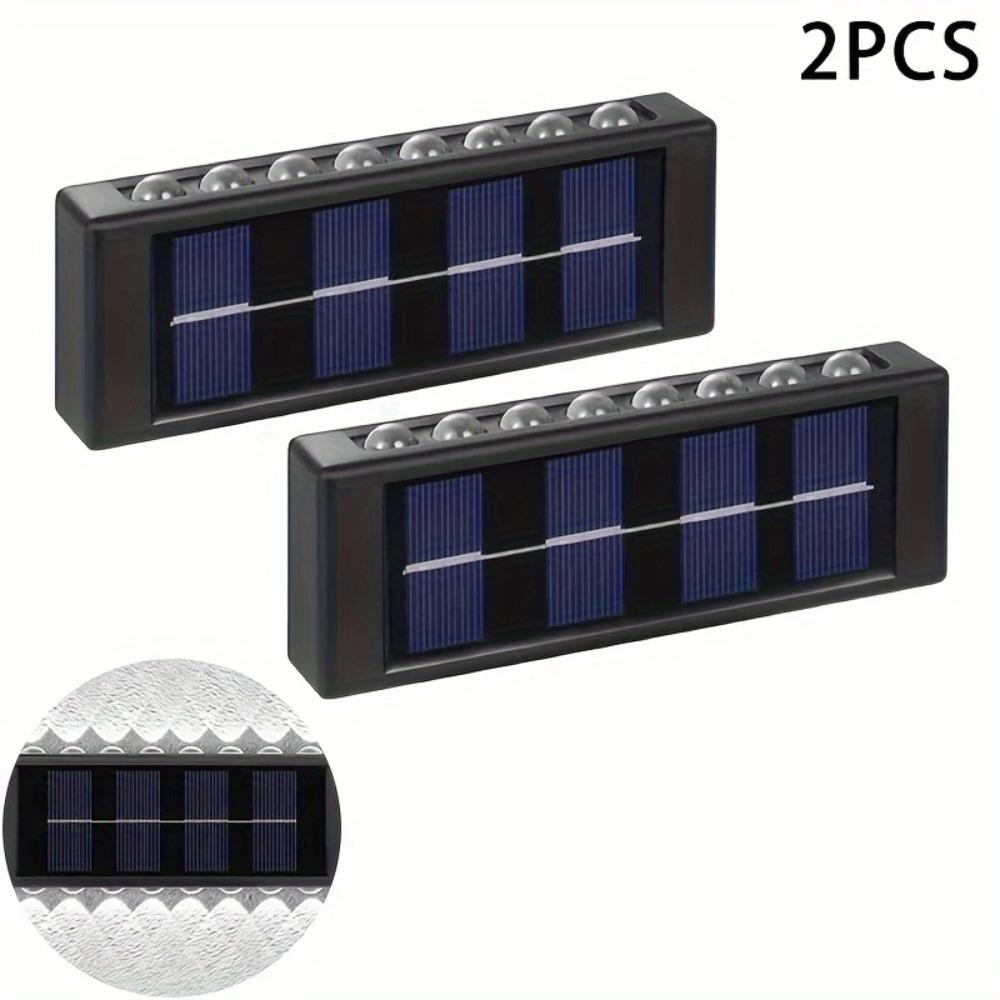 

2 шт. 16 светодиодных солнечных светильников выпуклое зеркало белый теплый свет настенный светильник подсветка вверх и вниз окружающее настенное освещение