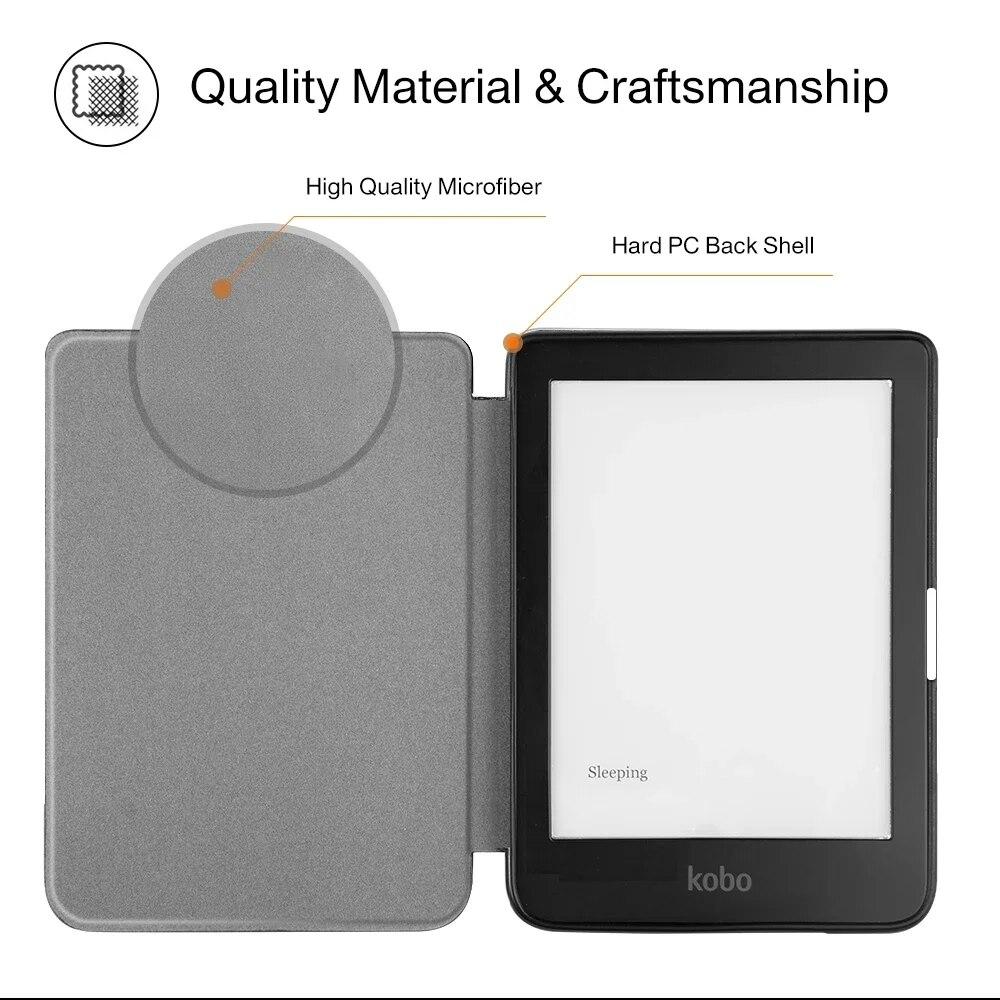 Magnetic Case For Kobo Clara HD 6 Inch PU Leather Ereader Smart Cover for Kobo N249 Auto Sleep and Wake Up Slim Lightweight