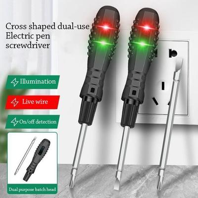 2 In 1 Electric Tester Pen with Indicator Voltage Detector Portable Screwdriver Household