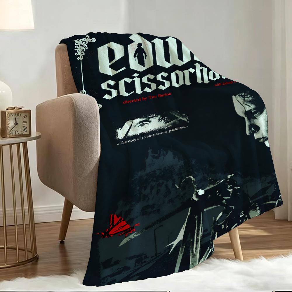 Movie E-Edward Scissorhands Throw Soft Warm Flannel Fleece Throw Blanket, Cozy Plush for Sofa Bed & All Seasons