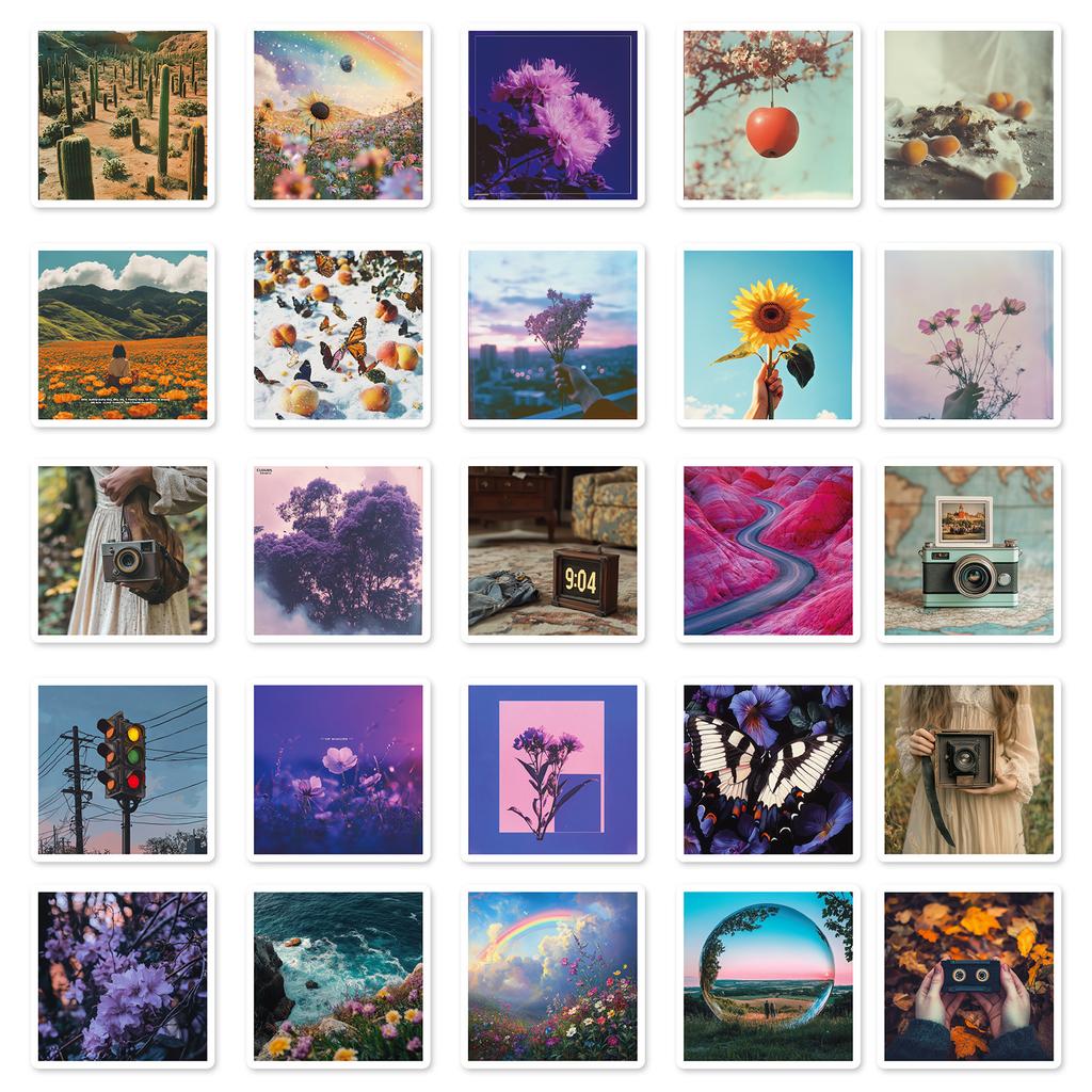 50 Summer Fresh INS Landscape Pictures Graffiti Creative Stickers DIY Suitcase Car Decoration Stickers