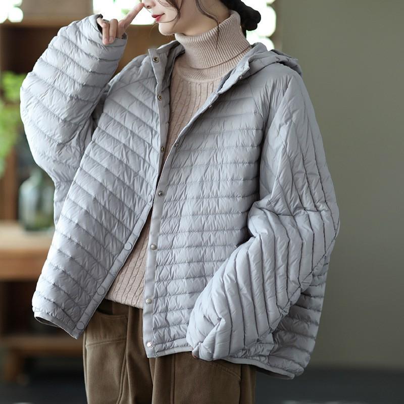 Womens Lightweight Hooded Down Jacket Short Puffer Coat Warm Casual Outerwear Winter