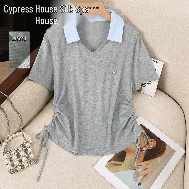 

Женский приталенный топ-поло из тенсела M