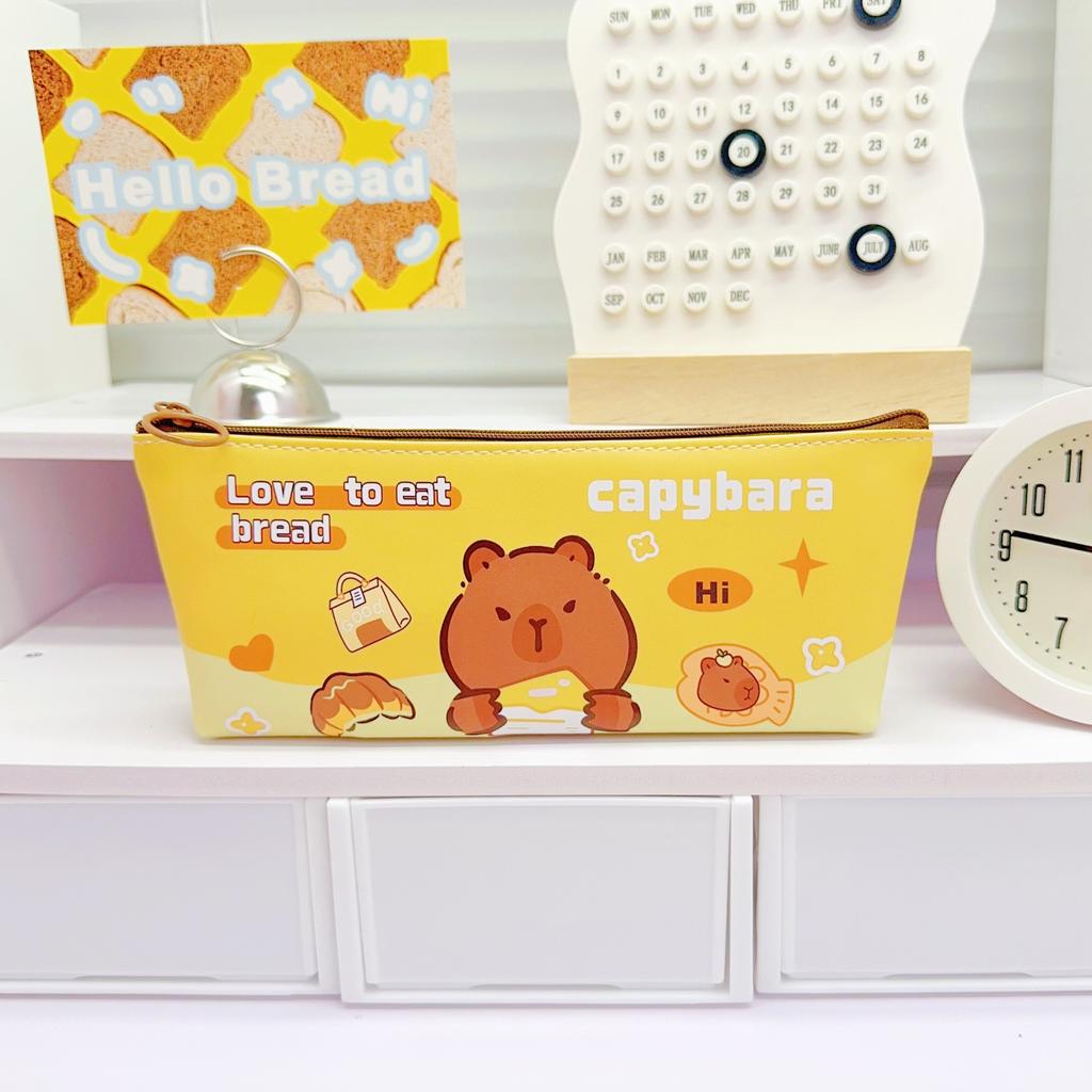 Capybara Korean Style Cute High Quality Large Capacity PU Pencil Case & Stationery Pouch for Elementary School Students and Kids
