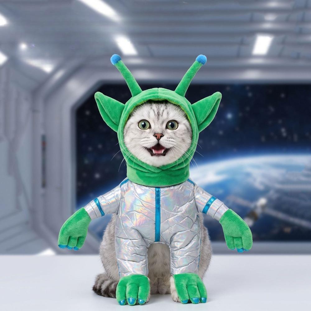 Pet Alien Transformation Outfit Creative Design Fashionable Cat Dog Clothing Party Dressing Photography Colorful Laser Fabric