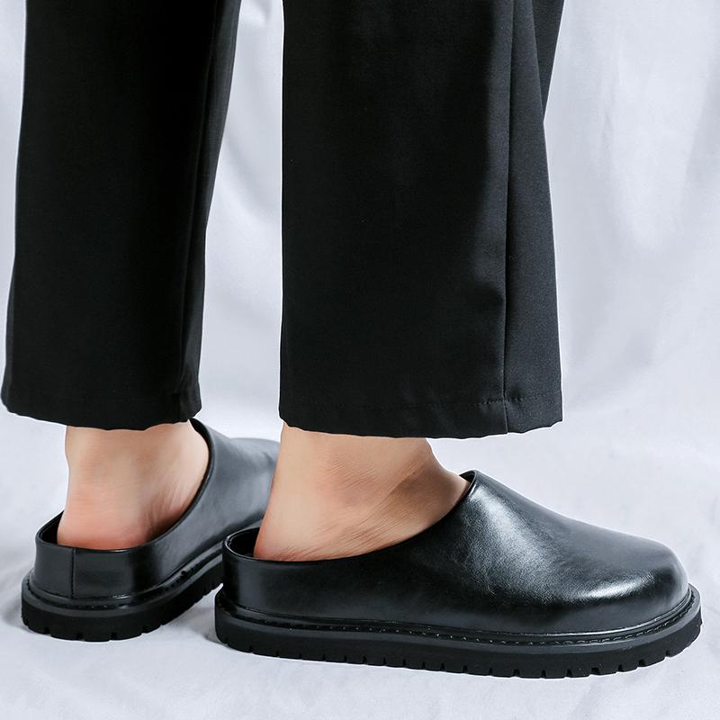 Platformové baleríny Kožené pantofle Pánské polobotky Pro muže Pantofle Silná podrážka Bez paty Ležérní obuv Poloviční nazouváky Pánské nazouváky