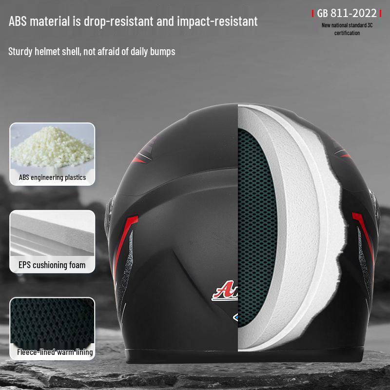 Certified Electric Vehicle Winter Full-Face Helmet for Men & Women - Windproof, Warm, Neck Gaiter Protection