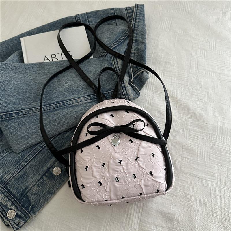 

Новая девочка бант сирсакер милая на плечо маленькая сумка рюкзак девочки портативная маленькая сумка маленькая свежая розовый