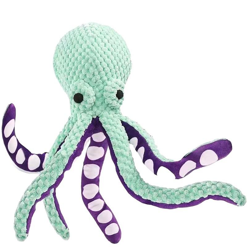 Cute Octopus Plush Squeaky Dog Toy, Soft Noodle Plush Pet Chew Toy for Puppy, Interactive Teething Toy for Dogs синий
