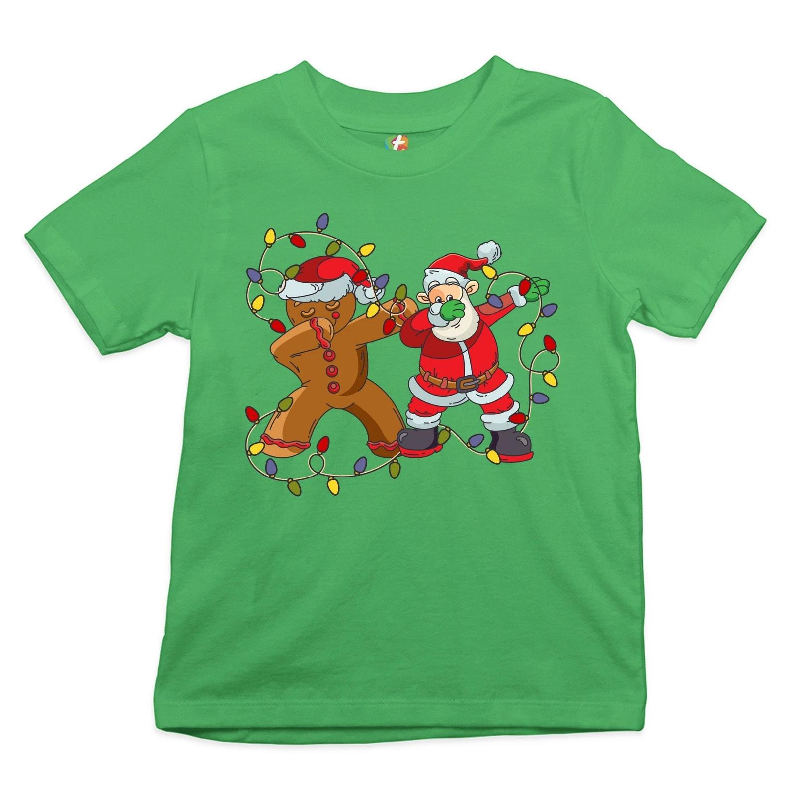 Gingerbread Man and Santa Claus Dab Dance Youth kids boys T-Shirt Merry Christmas Kids 120