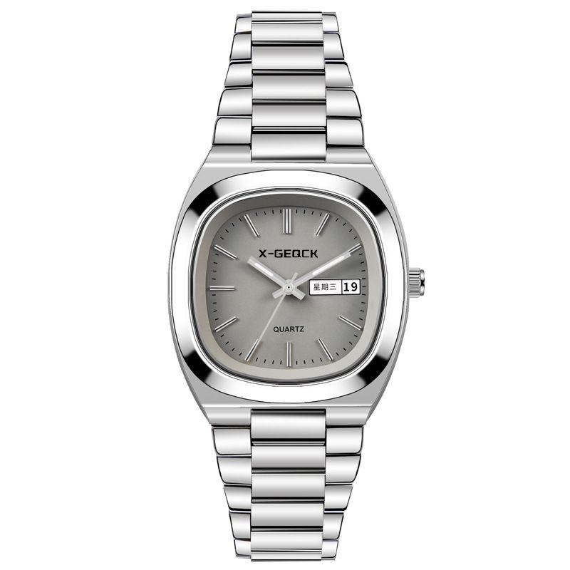 High-Value Simple Double Calendar Women'S Watch Light Luxury Steel Belt Watch Women'S Niche Square Round Light Luxury Quartz Watch Women