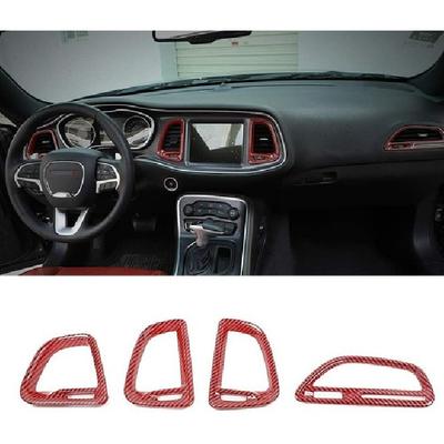 4x Air Condition Outlet Vent Trim Accessories for Challenger 2015+ Carbon Fiber