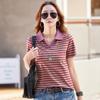 Women's 2023 Slim-fit Striped Lapel Long-sleeve and Short-sleeve T-shirt