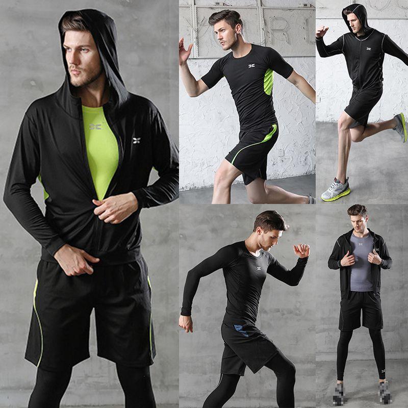 Premium 5pcs Men's Gym Jogging Set With Breathable Quick-dry Fabric And Hoodie