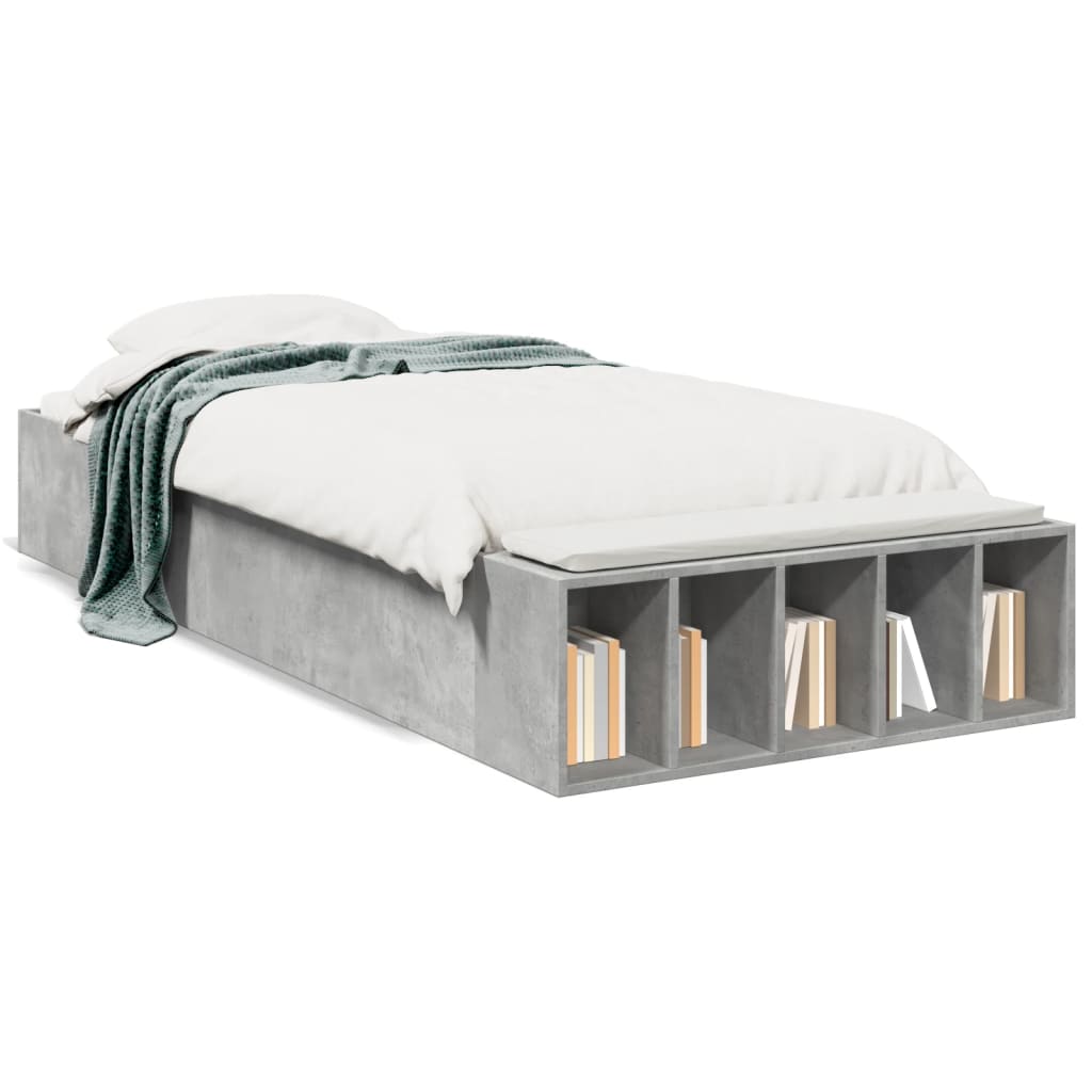 Bed Frame Concrete Grey 75x190 cm Particleboard