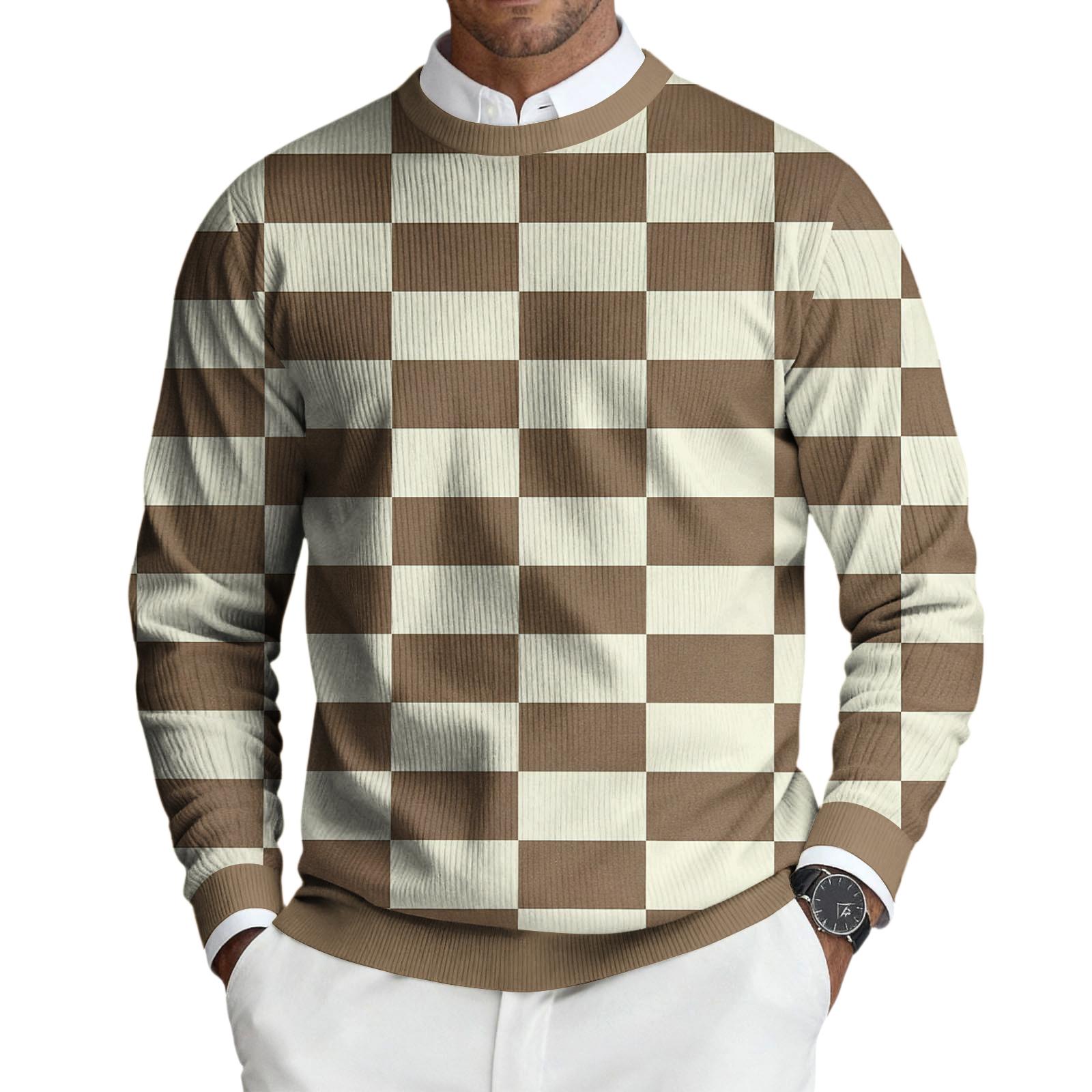 

Men s Round Neck Long Sleeve Ribbed Knit Pullover XXXL