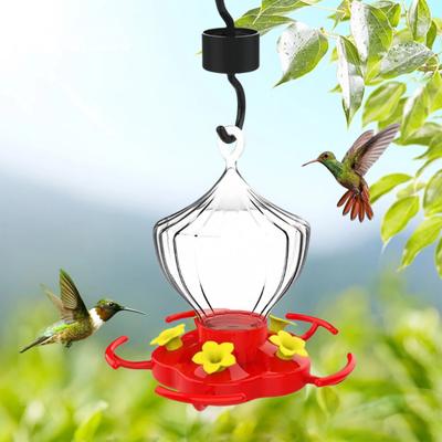 16 Oz Hummingbird Feeder Outdoor Hanging Hummingbird Feeder with 5 Flower Feeding Ports And Perch for Outside Garden Decor