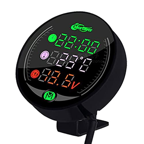 

Мотоциклетний цифровий вимірювач Вольтметр Термометр Годинник Водонепроникний Пилозахищений Світлодідний цифровий дисплей Компактний годинник Мультифункціональний Мульти-Вольтметр 12В B-M