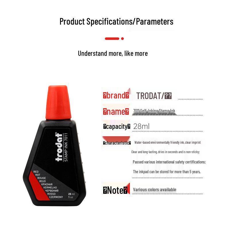 Trodat 7011 Red Water-Based Refill Ink for Flip Stamps