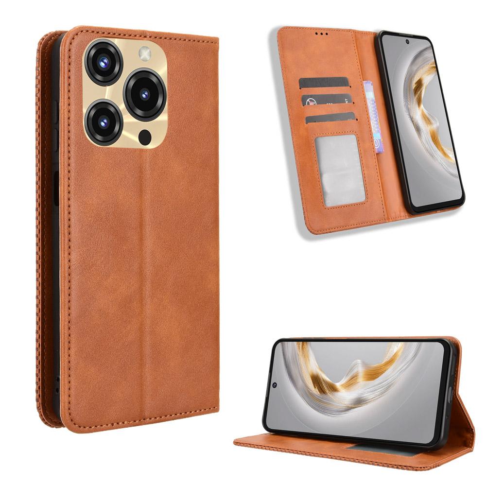 

For Oukitel C69 Leather Case Wallet Stand Retro Texture Phone Cover