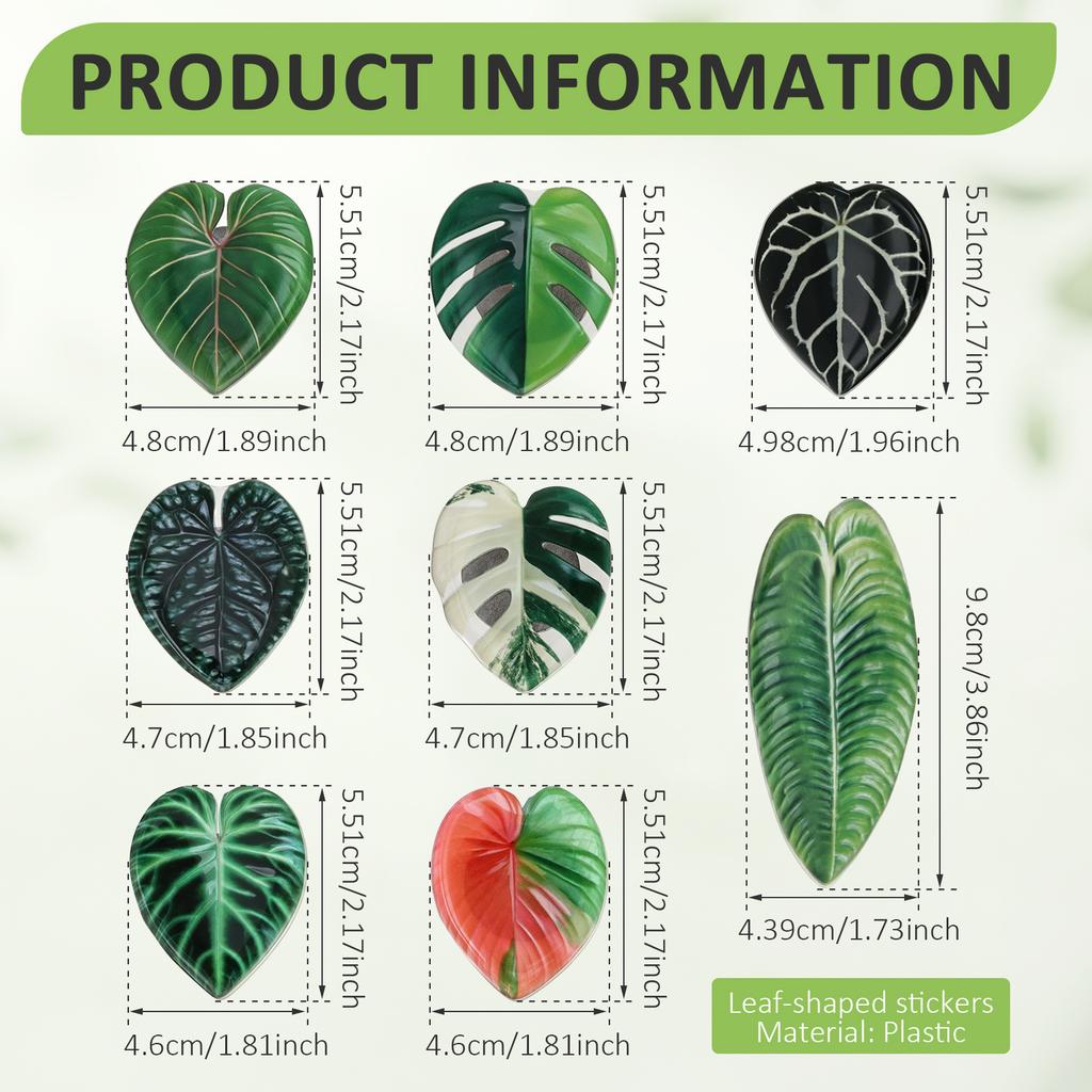 8 Pcs Leaf Shape Refrigerator Magnets Acrylic Plant Fridge Magnets 3D Leaf Decorative Refrigerator Magnet for Whiteboard Locker