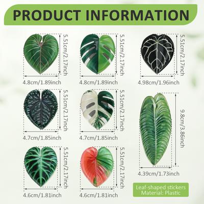 8 Stuks Bladvormige Koelkastmagneten Acryl Plant Koelkastmagneten 3D Blad Decoratieve Koelkastmagneet voor Whiteboard Kast