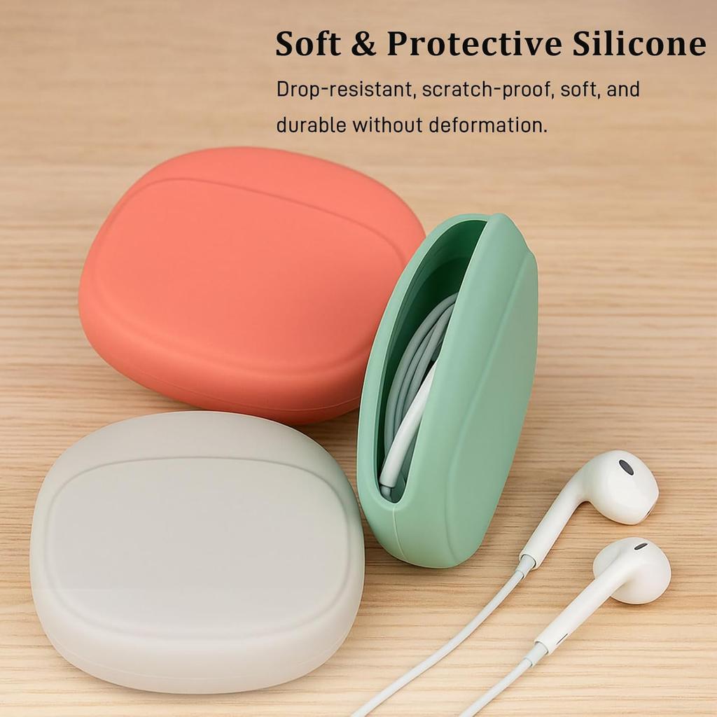 2/5PCS Soft Silicone Headphone Organizer Tangle-Free Earbud Cable Case Mini Shockproof Pouch for Keys USB Cords Travel Essential