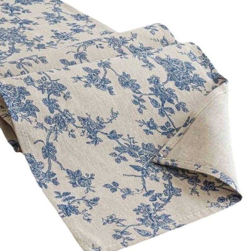 Blue & White Cotton-Linen Table Runner: Long, Striped Design for TV Cabinet or Sideboard - Seasonal Essential