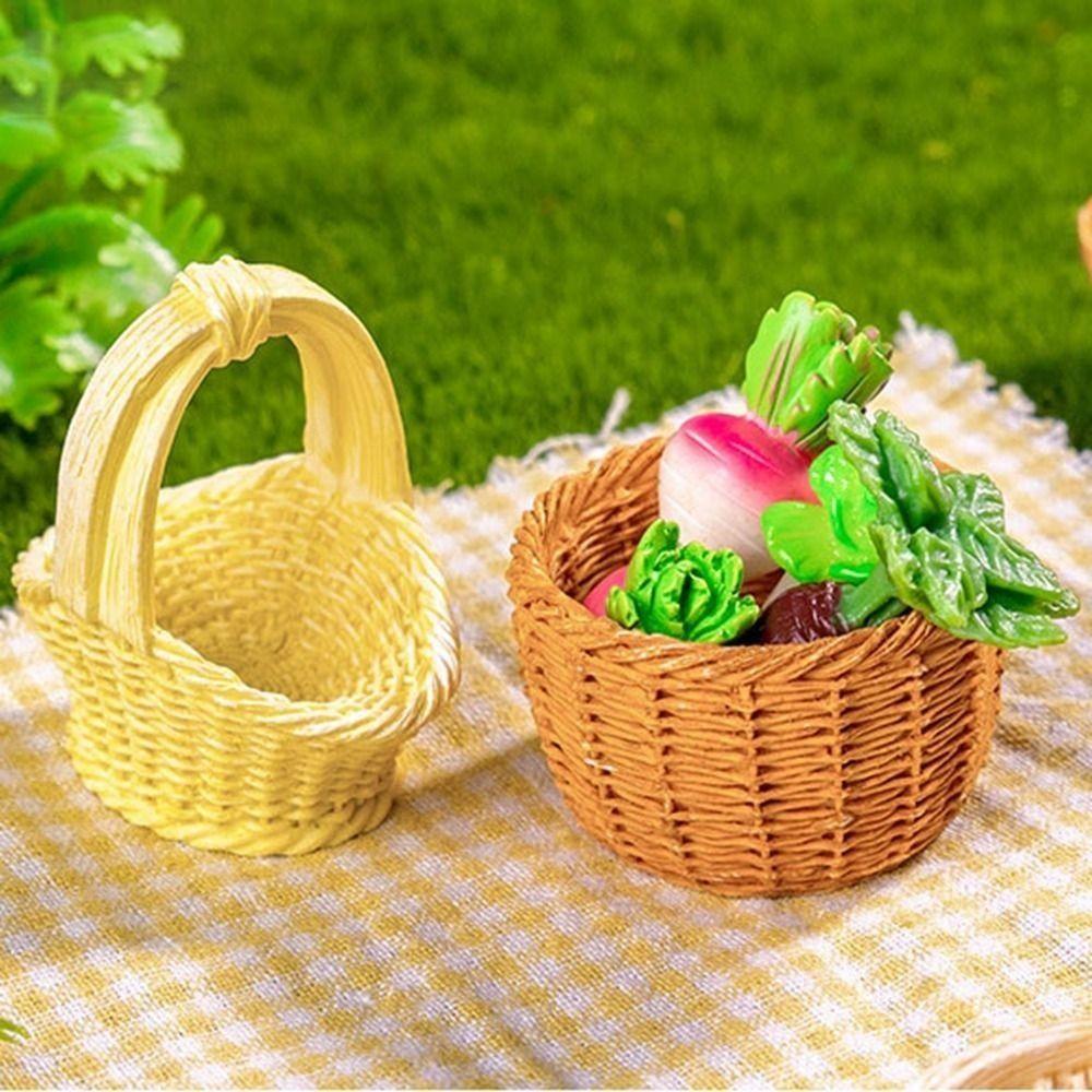 Bamboo Basket Chair Dustpan Dollhouse Miniature Furniture Dollhouse Simulation Decoration' Resin
